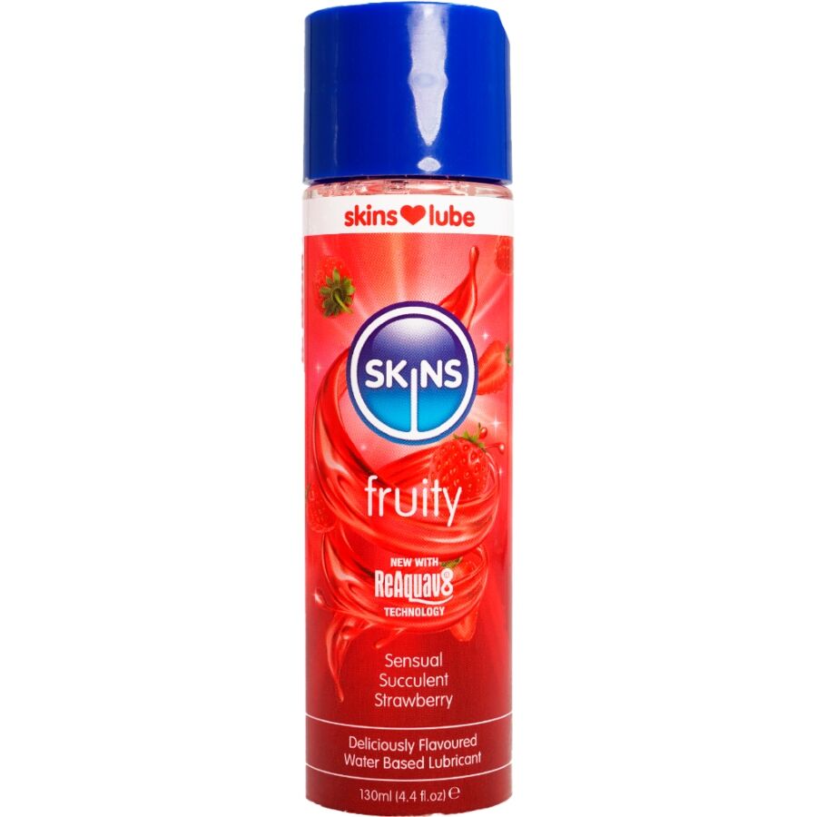 SKINS - FRUITIGE WATERGEBASEERDE GLIJMIDDEL AARDBEI 130 ML