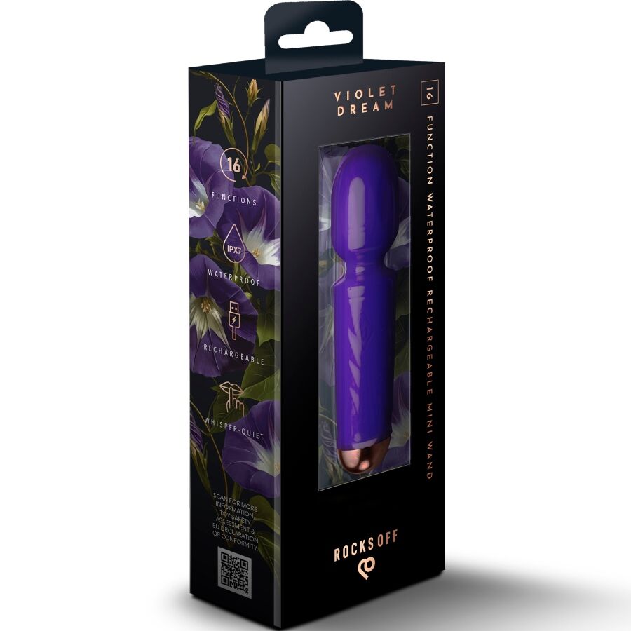 ROCKS-OFF - MINI RECHARGEABLE WAND 16 FUNCTIONS VIOLET DREAM