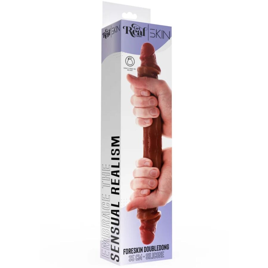 GET REAL - DOUBLE-ENDED SILICONE DILDO CARAMEL 35 CM
