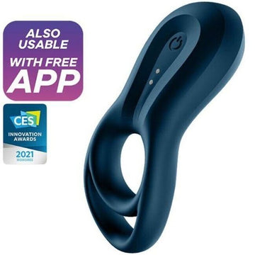 SATISFYER - ANNEAU VIBRANT DOUBLE ÉPIQUE APPLI BLEU