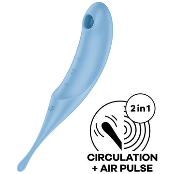 SATISFYER - TWIRLINGER PRO LUCHTPULS STIMULATOR &amp; VIBRATOR BLAUW
