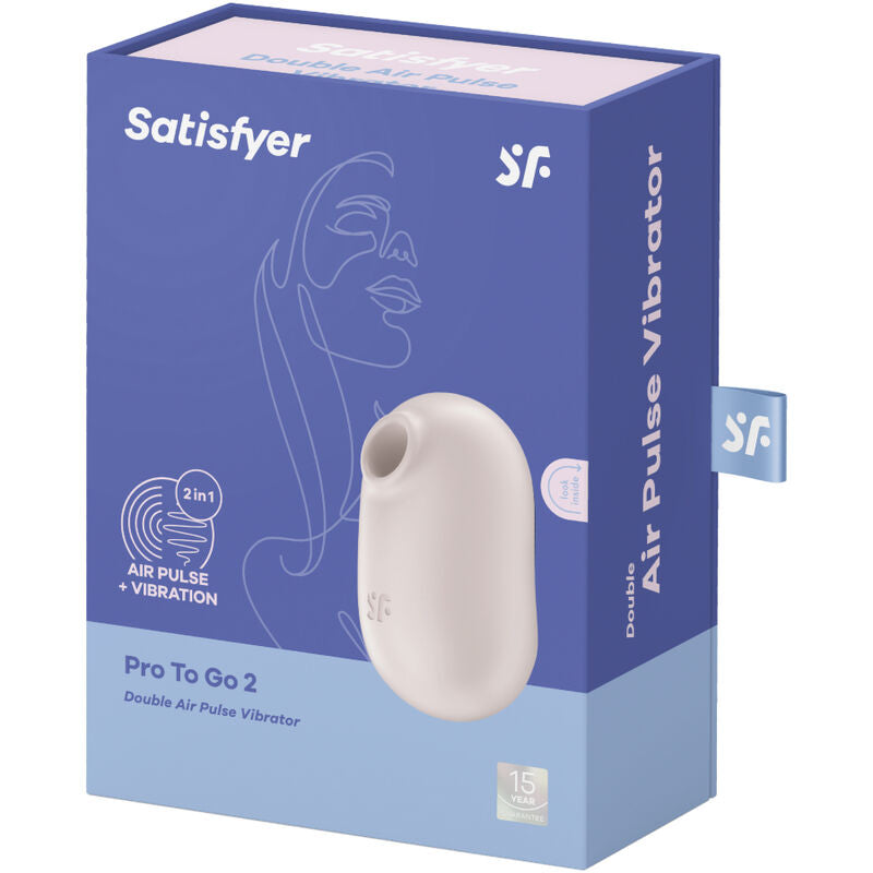SATISFYER - PRO TO GO 2 DUBBELE LUCHTPULS STIMULATOR &amp; VIBRATOR BEIGE