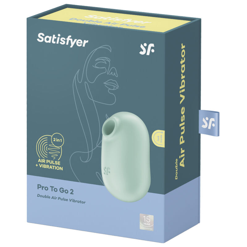 SATISFYER - PRO TO GO 2 DUBBELE LUCHTPULS STIMULATOR &amp; VIBRATOR GROEN