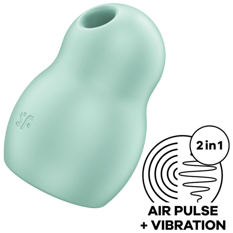 SATISFYER - PRO TO GO 1 DUBBELE LUCHTPULS STIMULATOR &amp; VIBRATOR GROEN