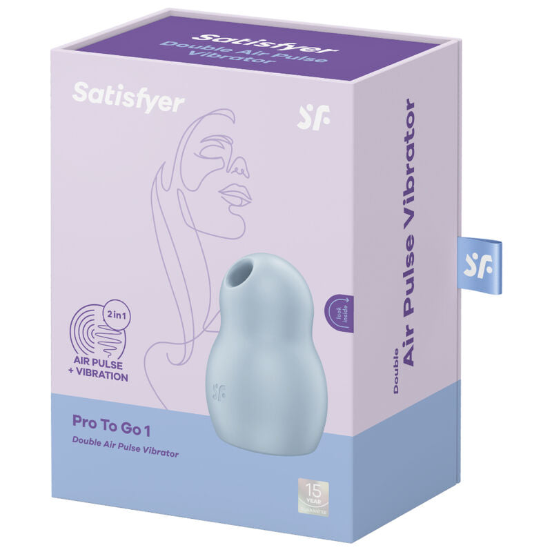 SATISFYER - PRO TO GO 1 DUBBELE LUCHTPULS STIMULATOR &amp; VIBRATOR BLAUW