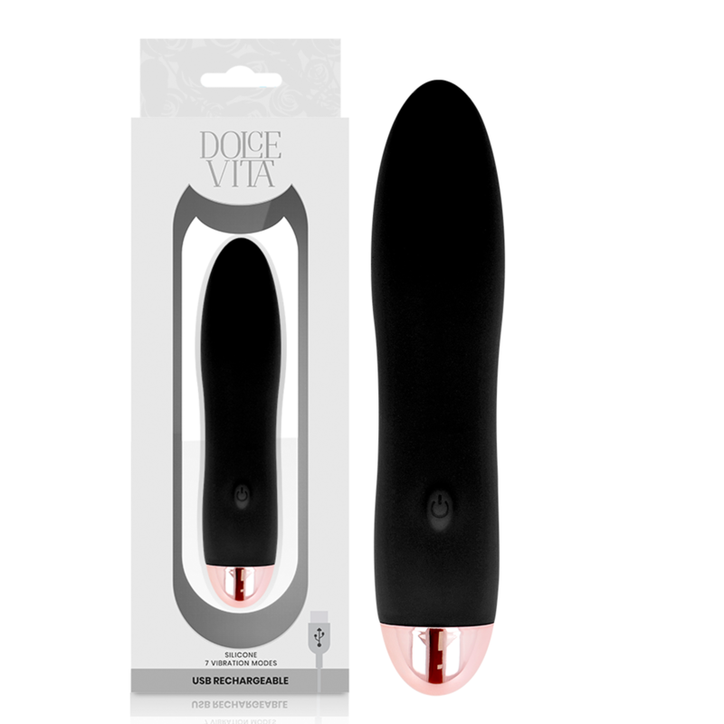 DOLCE VITA - VIBREUR RECHARGEABLE QUATRE NOIR 7 VITESSES