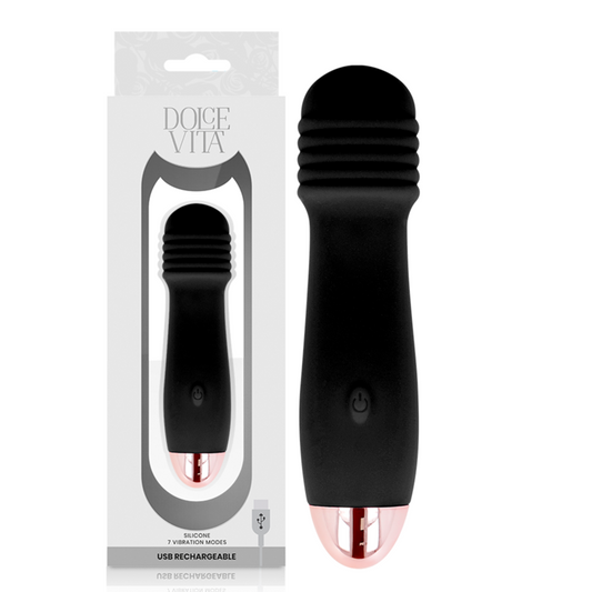 DOLCE VITA - OPLAADBARE VIBRATOR DRIE ZWART 7 SNELHEDEN