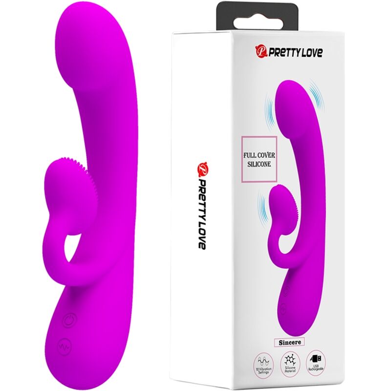 PRETTY LOVE - VIBREUR CLITORIDIEN EN SILICONE ET SUCEUR VIOLET SINCERE