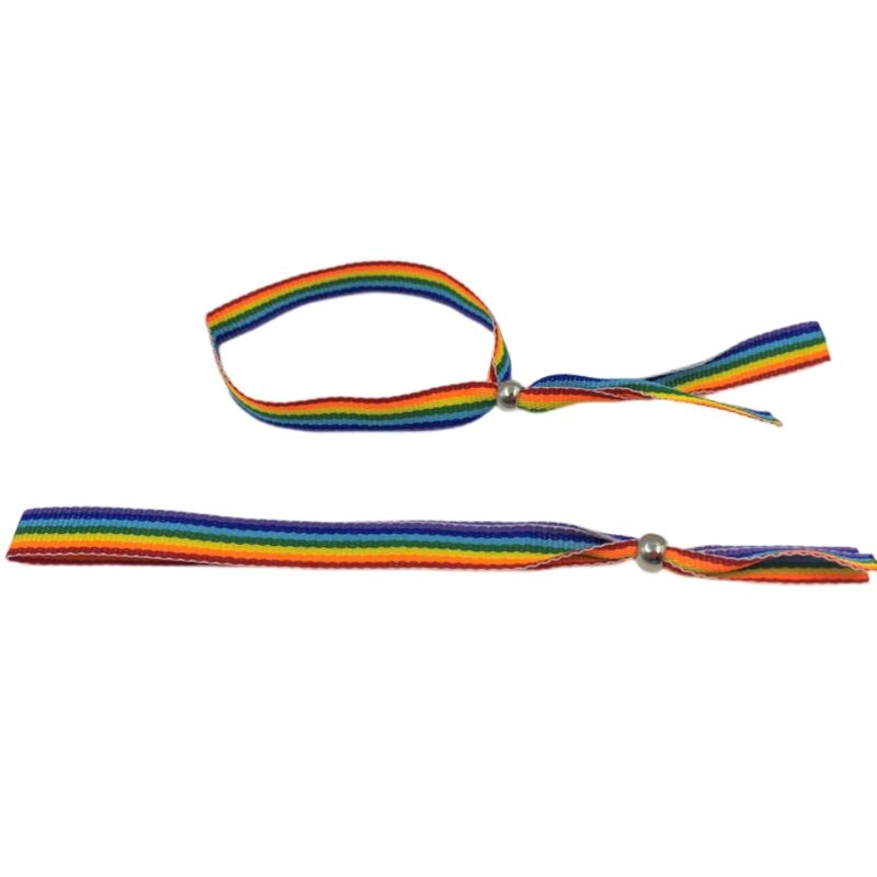 FIERTÉ - BRACELET BOULES ARGENT DRAPEAU LGBT