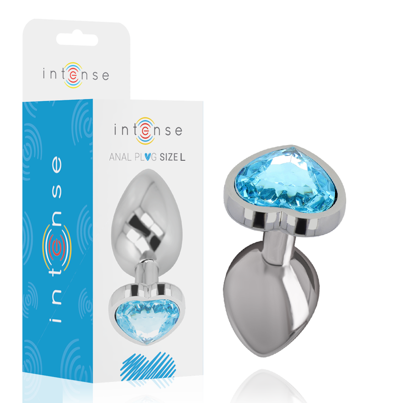 INTENSE - PLUG ANAL EN MÉTAL D'ALUMINIUM CŒUR BLEU TAILLE L