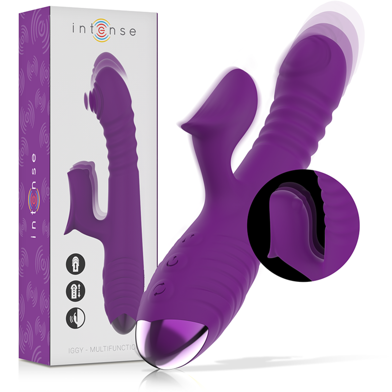 INTENSE - IGGY MULTIFUNCTIONELE OPLAADBARE VIBRATOR MET OP- EN NEERWAARTS FUNCTIONALITEIT EN CLITORISSTIMULATOR, PAARS