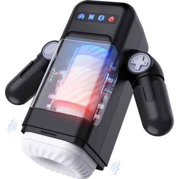GAME CUP - VIBRATIEMASTURBATOR MET VERWARMINGSFUNCTIE EN MOBIELE ONDERSTEUNING - ZWART