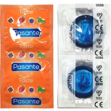 PASANTE - PRÉSERVATIFS SAVEUR MYRTILLE SACHET 144 UNITÉS