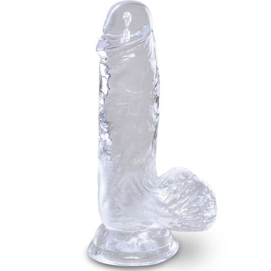 KING COCK - DOORZICHTIGE, REALISTISCHE PENIS MET BALLEN 10,1 CM TRANSPARANT