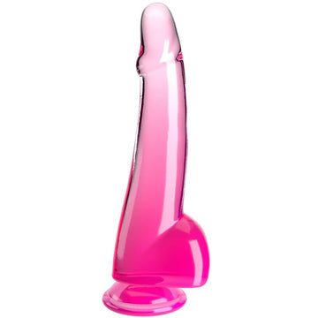 KING COCK - GODEMICHET TRANSPARENT AVEC TESTICULES 19 CM ROSE