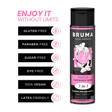 BRUMA - HUILE DE MASSAGE CHAUFFANTE GOMME À MÂCHER 3 EN 1 - 100 ML