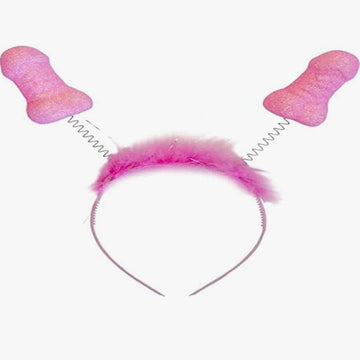 DIABLO PICANTE - 6 UNITÉS DE SERRE-TÊTE ROSE PAILLETÉ AVEC ANTENNES PITO