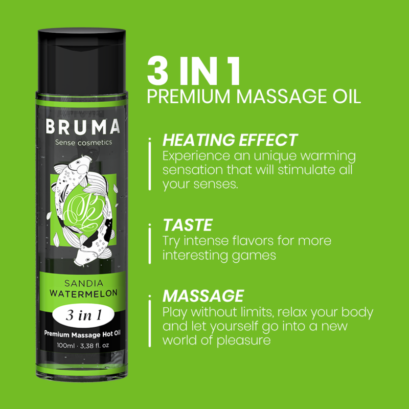 BRUMA - PREMIUM MASSAGE MET WARME OLIE EN WATERMELOEN 3-IN-1 - 100 ML