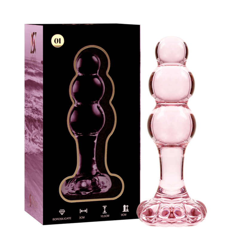 SÉRIE NEBULA D'IBIZA - PLUG ANAL MODÈLE 1 EN VERRE BOROSILICATE ROSE 10,5 CM -O- 3 CM