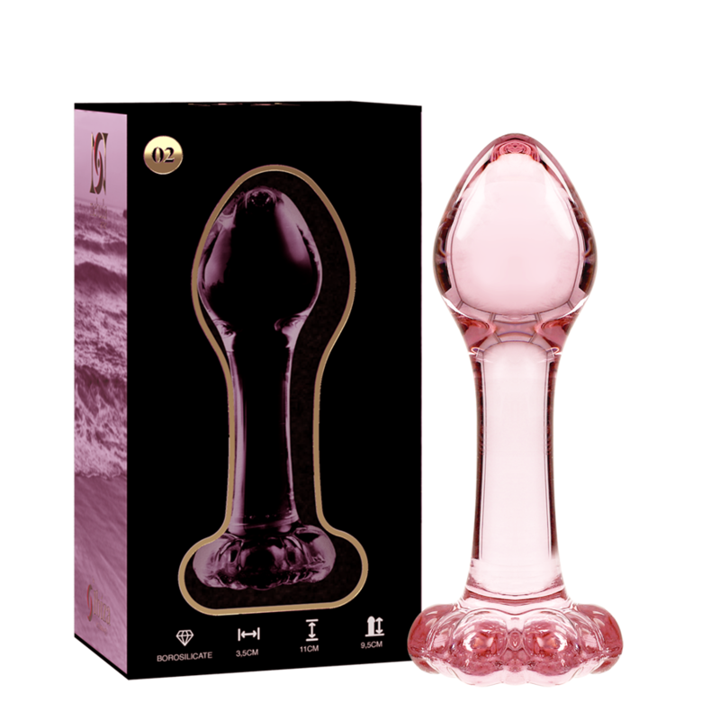 SÉRIE NEBULA PAR IBIZA - PLUG ANAL MODÈLE 2 EN VERRE BOROSILICATE ROSE 11 CM -O- 3.5 CM
