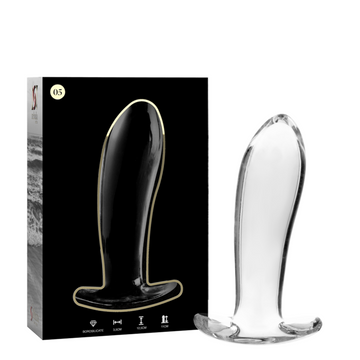 GAMME NEBULA PAR IBIZA - PLUG ANAL MODÈLE 5 EN VERRE BOROSILICATE TRANSPARENT 12,5 CM -Ø- 3,5 CM