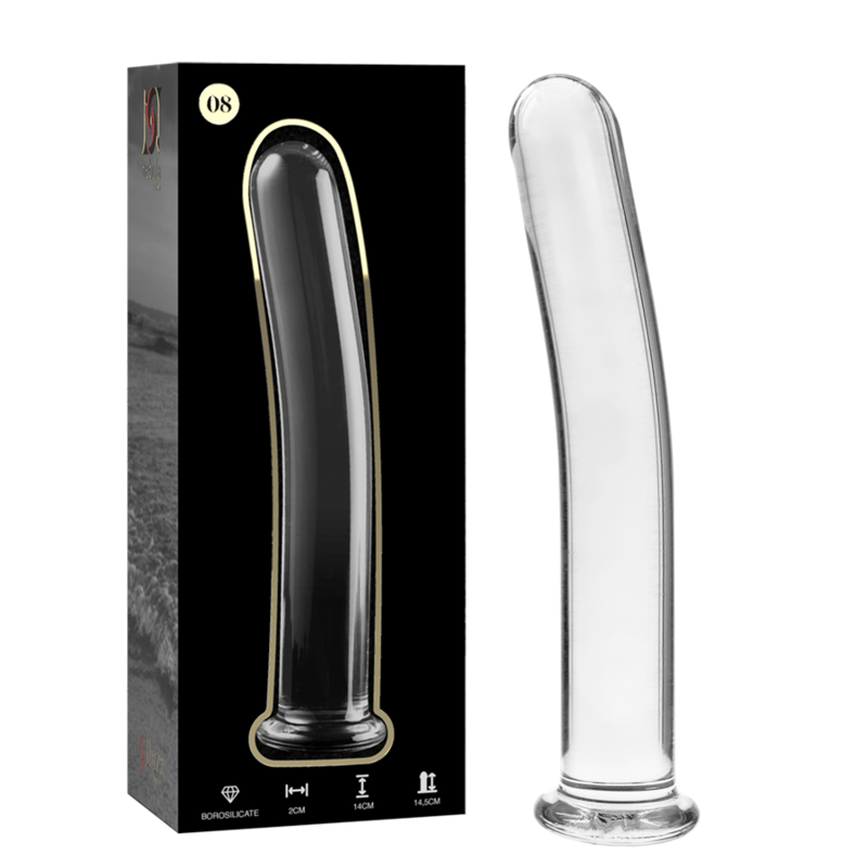 SÉRIE NEBULA PAR IBIZA - GODEMICHET MODÈLE 8 EN VERRE BOROSILICATE TRANSPARENT 14,5 CM -O- 2 CM