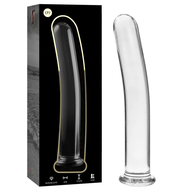SÉRIE NEBULA PAR IBIZA - GODEMICHET MODÈLE 9 EN VERRE BOROSILICATE TRANSPARENT 15,5 CM -O- 2,5 CM