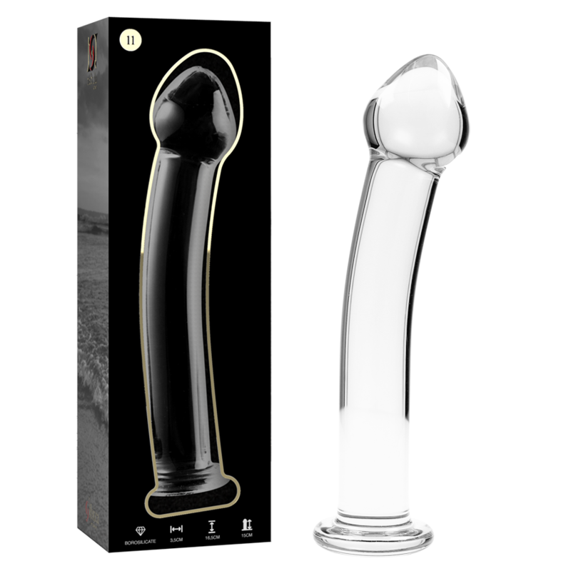SÉRIE NEBULA PAR IBIZA - GODEMICHET MODÈLE 11 EN VERRE BOROSILICATÉ TRANSPARENT 16 CM -Ø- 3 CM
