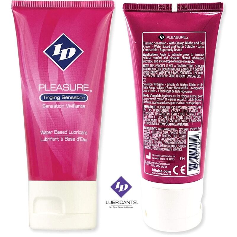 ID PLEASURE - GLIJMIDDEL OP WATERBASIS VOOR EEN TINTENDIG GEVOEL, REISTUBROOSTER 60 ML