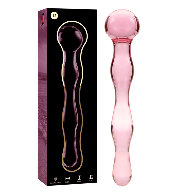 NEBULA SERIE VAN IBIZA - MODEL 13 DILDO BOROSILICAATGLAS ROZE 18 CM -O- 3,5 CM