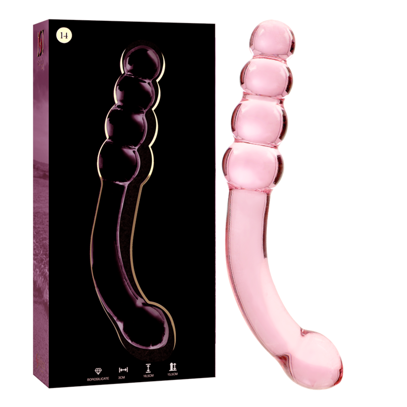NEBULA SERIE VAN IBIZA - MODEL 14 DILDO BOROSILICAATGLAS ROZE 18,5 CM -O- 3 CM