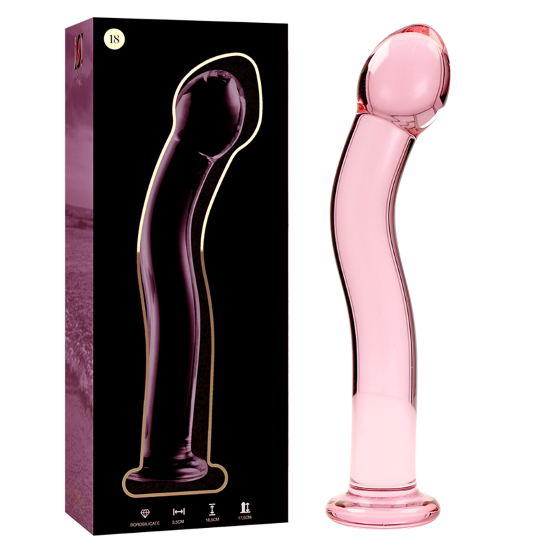 NEBULA SERIE VAN IBIZA - MODEL 18 DILDO BOROSILICAATGLAS ROZE 18,5 CM -O- 3,5 CM