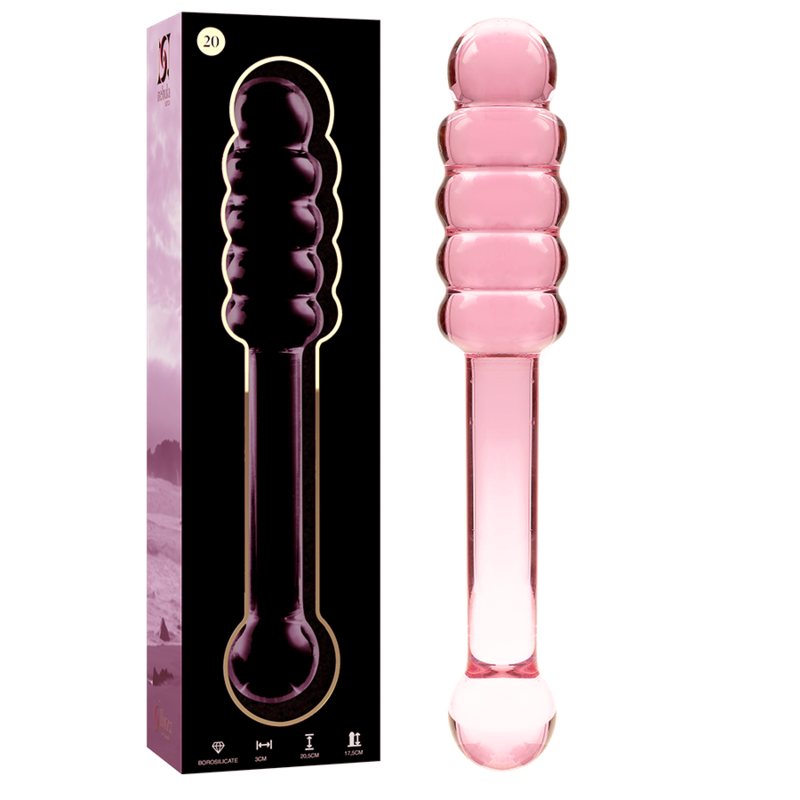 SÉRIE NEBULA PAR IBIZA - GODEMICHET EN VERRE BOROSILICATE ROSE MODÈLE 20 20,5 CM -Ø- 3 CM