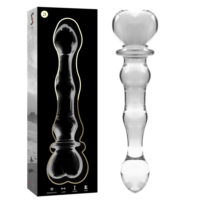 SÉRIE NEBULA PAR IBIZA - MODÈLE 21 GODEMICHET VERRE BOROSILICATE TRANSPARENT 20,5 CM -O- 3,5 CM