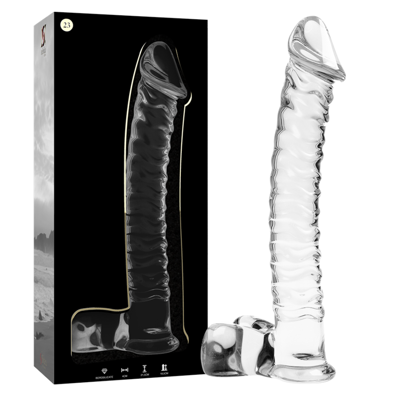 SÉRIE NEBULA PAR IBIZA - MODÈLE 23 DILDO VERRE BOROSILICATE CLAIR 21,5 CM -Ø- 4 CM
