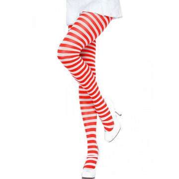LEG AVENUE - WIT/ROOD GESTREEPTE PANTY