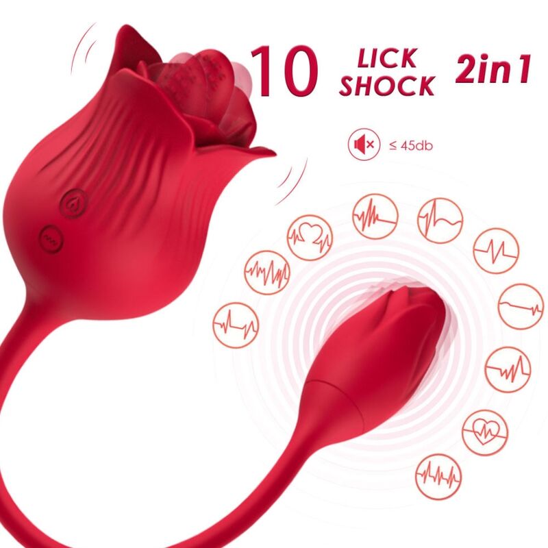 ARMONY - ROZE CLITORISSTIMULATOR VIBRATOR MET STAARTJE, 10 STANDEN, ROOD