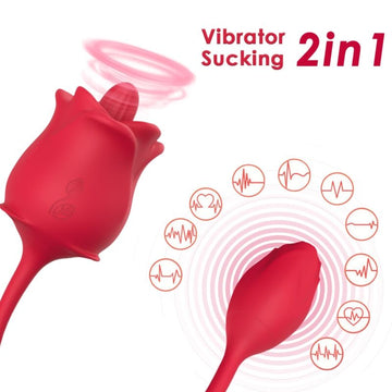 ARMONY - ROZE 2-IN-1 ZUIGSTIMULATOR &amp; VIBRATOR MET 10 STANDEN EN RODE STAART