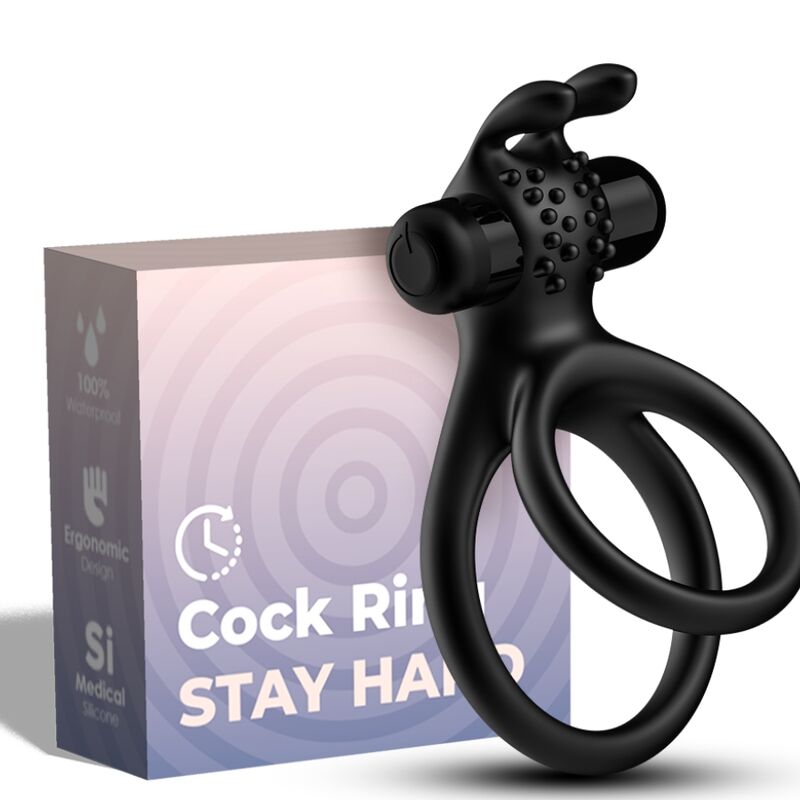 ARMONY - REIS DUBBELE VIBRATORRING VOOR KOPPELS KONIJN ZWART