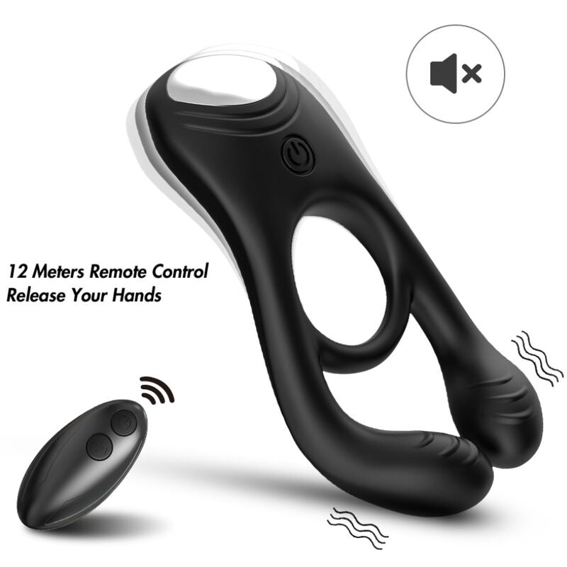 ARMONY - VEYRON DUBBELE VIBRATOR RING SPEELGOED VOOR STELLEN MET AFSTANDSBEDIENING ZWART