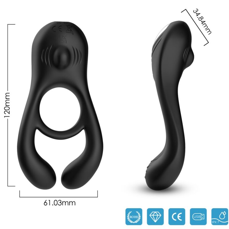 ARMONY - VEYRON DUBBELE VIBRATOR RING SPEELGOED VOOR KOPPELS ZWART