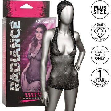 CALEXOTICS - RADIANCE HOODED DEEP V BODYSUIT PLUS SIZE