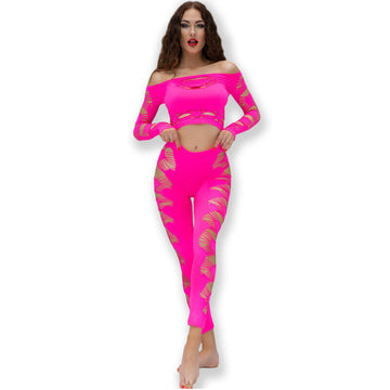 CHILIROSE - CR 4632 HAUT & PANTALON FUCHSIA ML