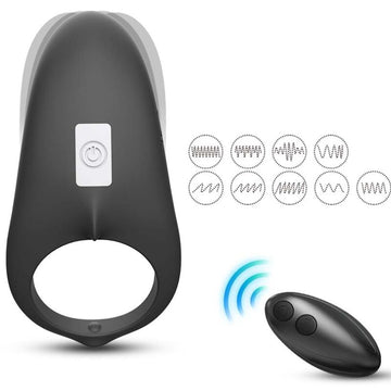 ARMONY - SHARK VIBRATOR RING VOOR STELLEN MET AFSTANDSBEDIENING ZWART