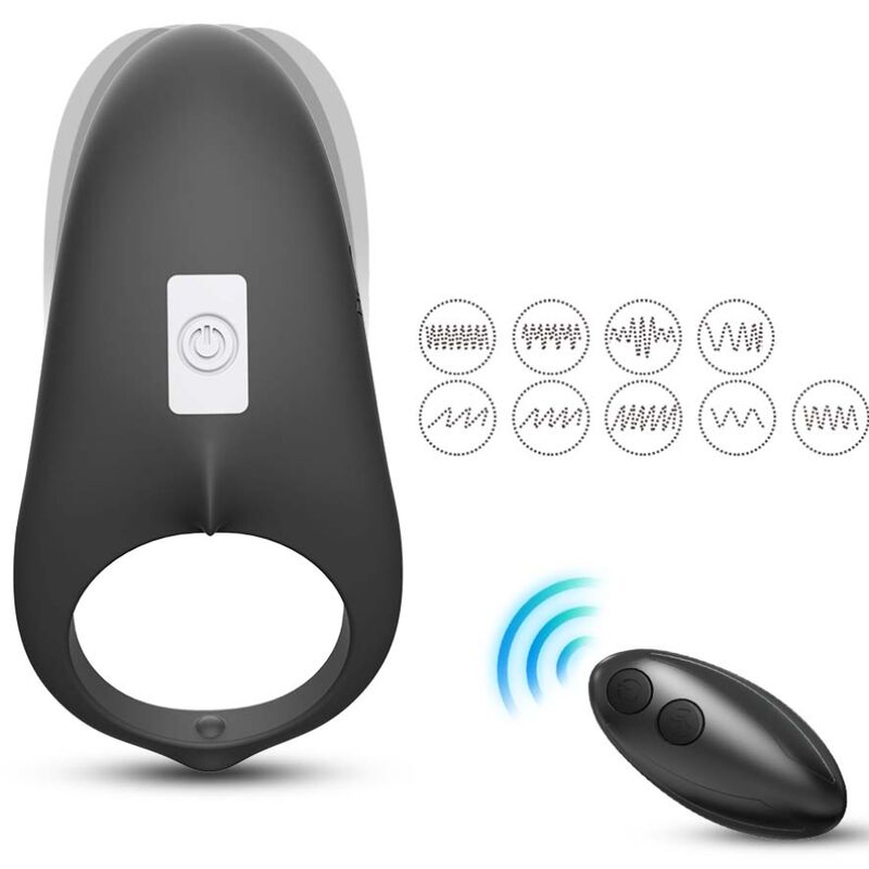 ARMONY - SHARK VIBRATOR RING VOOR STELLEN MET AFSTANDSBEDIENING ZWART