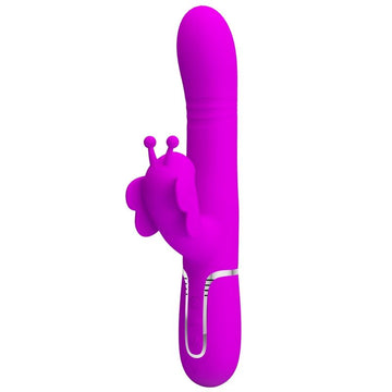 PRETTY LOVE - VIBROMASSEUR LAPIN MULTIFONCTION 4 EN 1 PAPILLON FUCHSIA