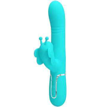 PRETTY LOVE - VIBROMASSEUR LAPIN MULTIFONCTION 4 EN 1 PAPILLON VERT AQUEUX