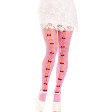 LEG AVENUE - BAS AUTO-FIXANTS CŒUR & NŒUDS ROSE