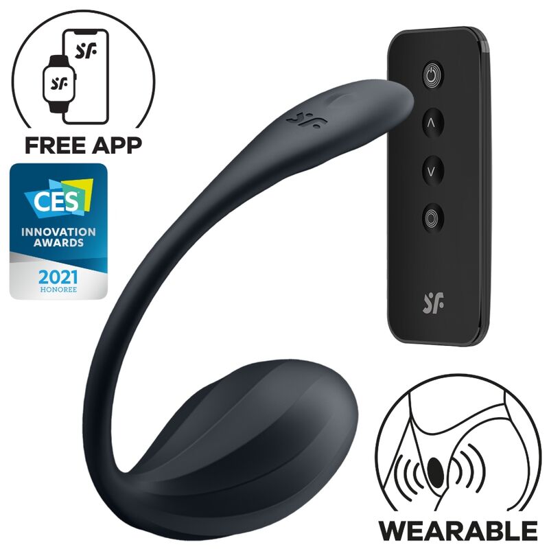 SATISFYER - RIBBED PETAL G POINT STIMULATOR MET AFSTANDSBEDIENING, ZWART, GRATIS APP