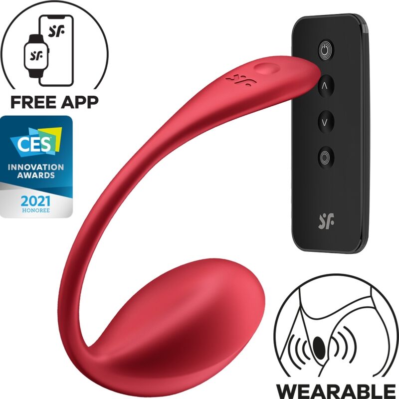 SATISFYER - GLANZENDE PETAL G-PUNT STIMULATOR MET AFSTANDSBEDIENING, ROOD, GRATIS APP